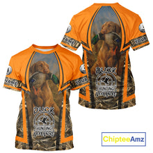 Load image into Gallery viewer, Duck Hunting Shirt Personalized with Vizsla Dog Camo Orange Hunting Clothes For Men NHT151