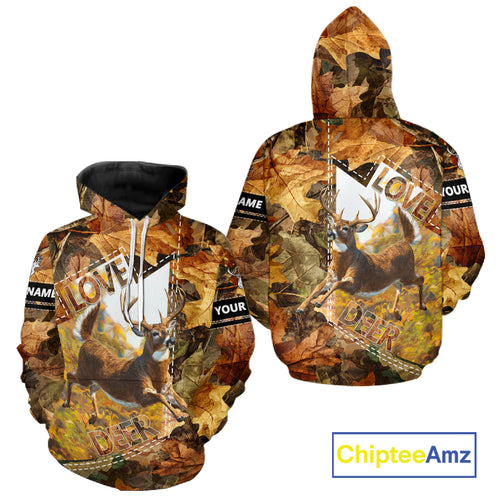Whitetail Deer Hunting Shirt Personalized 3D All Over Print Autumn Camo Hunting Clothes NHT155