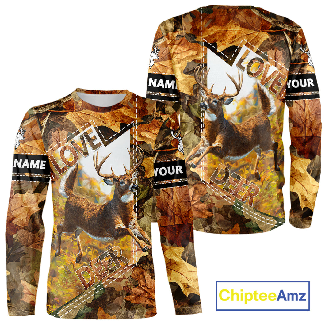 Whitetail Deer Hunting Shirt Personalized 3D All Over Print Autumn Camo Hunting Clothes NHT155