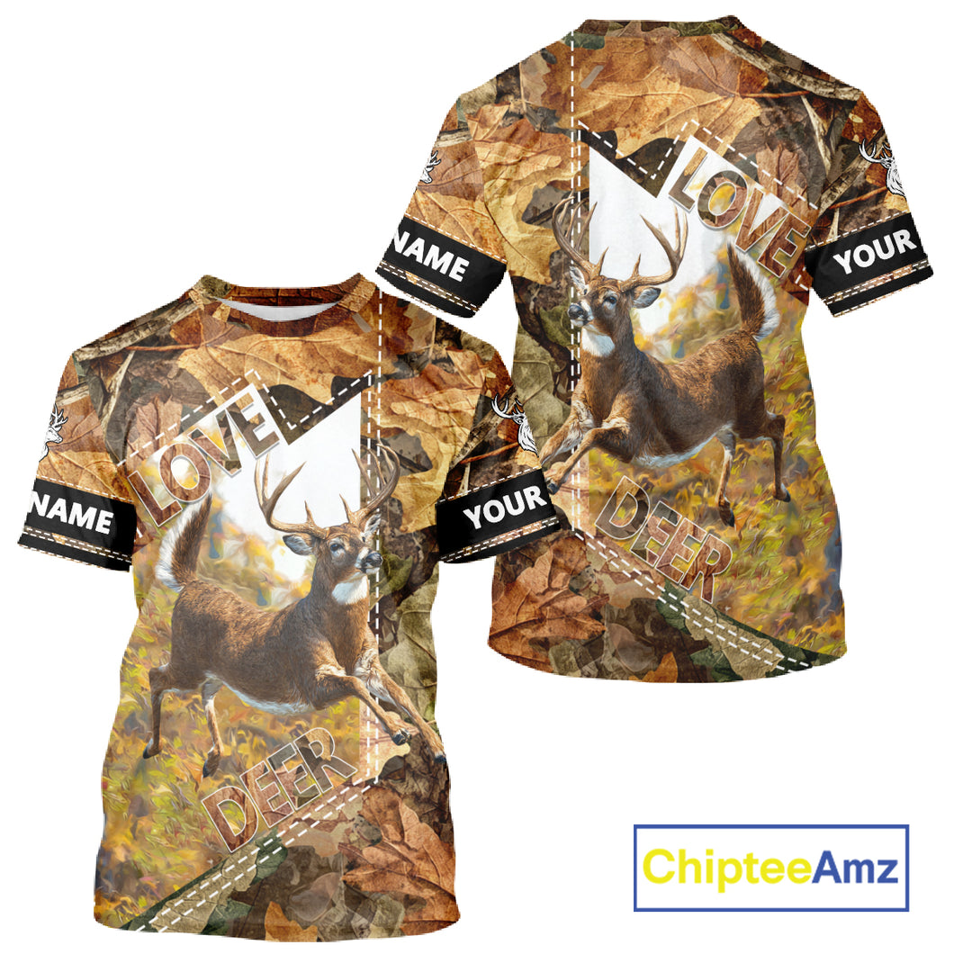 Whitetail Deer Hunting Shirt Personalized 3D All Over Print Autumn Camo Hunting Clothes NHT155