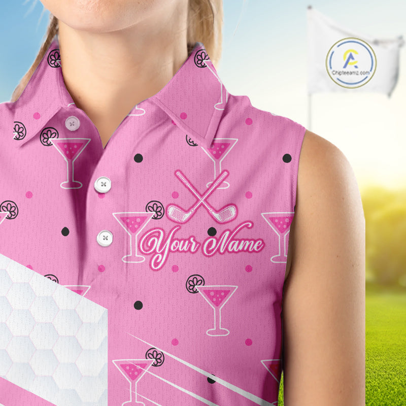 Personalized Womens Sleeveless Golf Polo Shirt With Flamingo Sleep– Funny Cartoon Pattern For Golfer NHT598