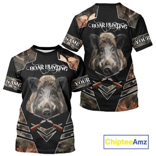 Personalized Wild Hog Hunting Camo Full Printing Shirts, Gift For Hunters NHT163