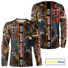 Load image into Gallery viewer, Whitetail Deer Camouflage US Flag Personalized Hunting Shirts, Hoodie Hunting Gift NHT321
