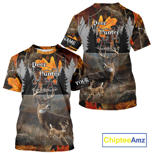 Whitetail Deer Hunting Orange Camo Autumn - Personalized All Over Print Deer Hunting Clothes NHT184