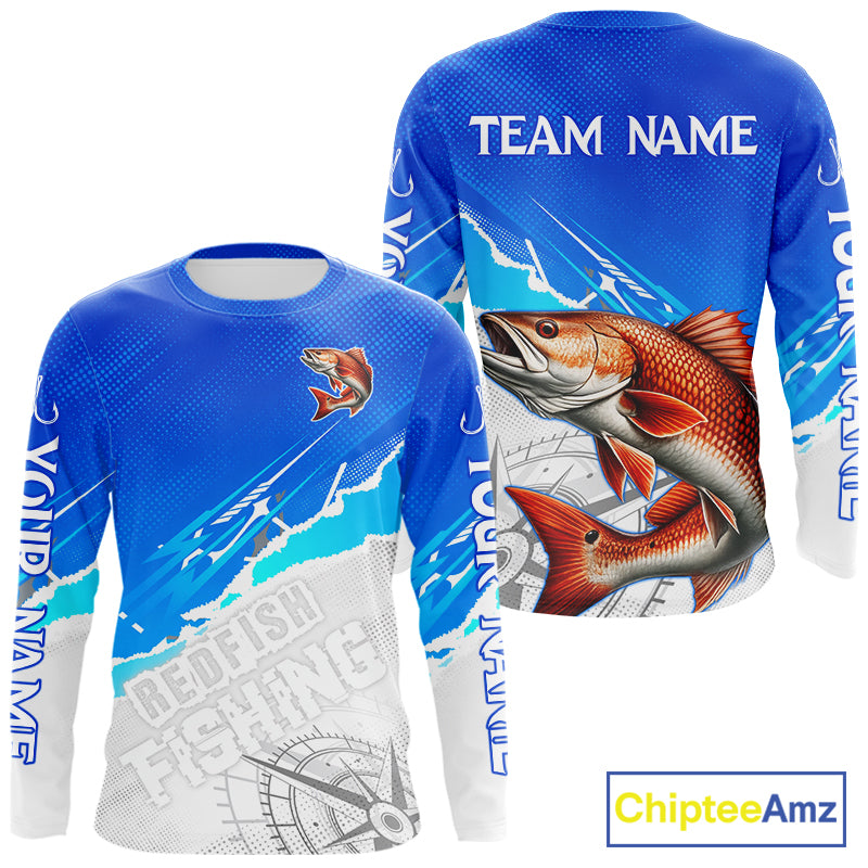 Redfish Fishing Custom Fishing Shirts Long Sleeve For Men, Redfish Saltwater Fishing Shirt NHT647