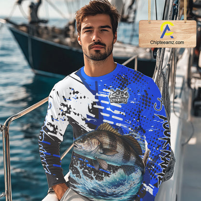 Personalized Black Drum Fishing Jerseys For Fishing Team, Tournament Fishing Shirts NHT448