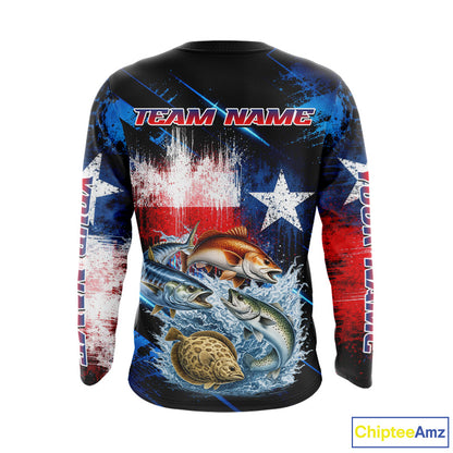 Texas Grand Slam Custom Fishing Shirts Long Sleeve, Texas Flag Fishing Jersey NHT506