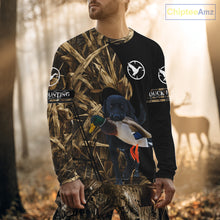 Load image into Gallery viewer, Duck Hunting Waterfowl Camo Black Labrador Retriever Dog Shirts,  Duck Hunting Clothes NHT197