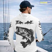 Load image into Gallery viewer, White Bass Fishing Tattoo Custom Fishing Shirts with Hood, Bass Fishing Shirts Long Sleeve NBT451