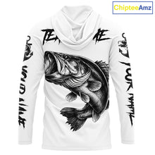 Load image into Gallery viewer, White Bass Fishing Tattoo Custom Fishing Shirts with Hood, Bass Fishing Shirts Long Sleeve NBT451