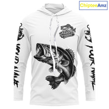 Load image into Gallery viewer, White Bass Fishing Tattoo Custom Fishing Shirts with Hood, Bass Fishing Shirts Long Sleeve NBT451