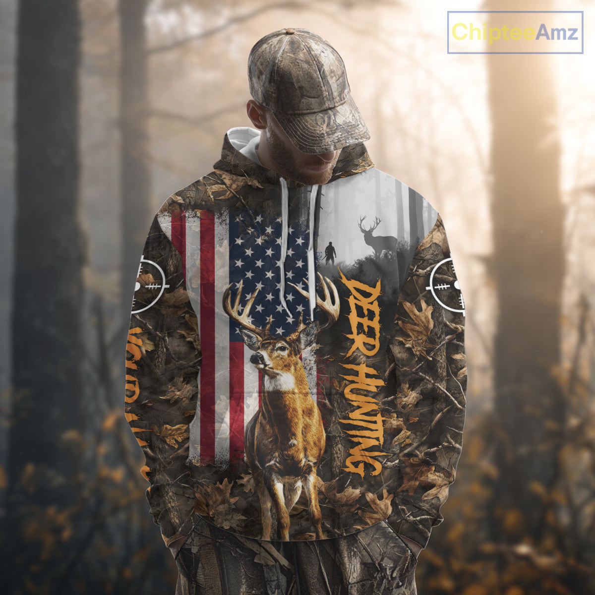 Orange Deer Hunting Camouflage Personalized Hunting Shirt, Hoodie Hunting Shirt For Men NBT308