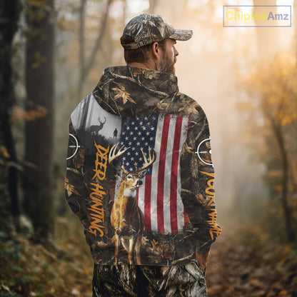 Orange Deer Hunting Camouflage Personalized Hunting Shirt, Hoodie Hunting Shirt For Men NBT308