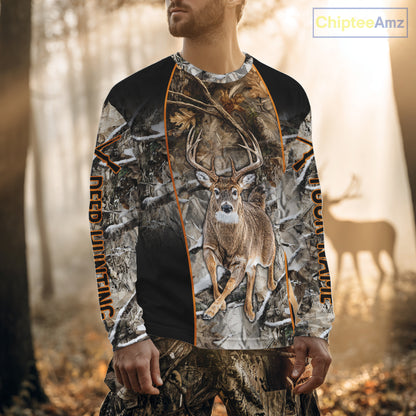 Deer Hunting Custom Name Hoodie Forest Camouflage Hunting Shirt for Men NBT310