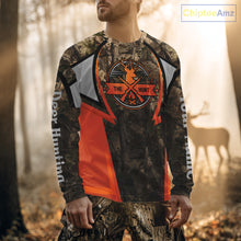 Load image into Gallery viewer, Orange Deer Hunting Brown Camouflage 3D Custom Name Shirts, Best Camo Deer Hunting Gift NBT204