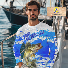 Load image into Gallery viewer, Blue Camo Walleye Fishing Shirts Long Sleeve, Walleye Fishing Jerseys NBT407