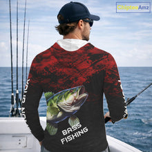 Load image into Gallery viewer, Personalized Largemouth Bass Hooded Fishing Shirts Red Camo Custom Name, Bass Fishing Shirts NBT466