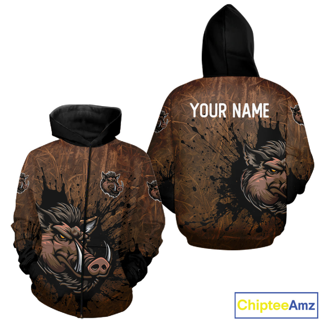 Brown Camo Boar Hunting 3D All Over Printed Shirts, Custom Boar Hunting Outfit, Hunting Gifts NBT212