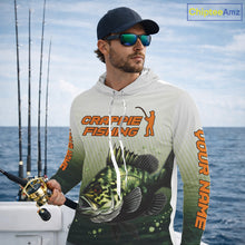 Load image into Gallery viewer, Crappie Fishing Hood Shirts Custom Fishing Jerseys Green Camo, Fishing Shirts For Men NBT372