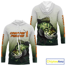 Load image into Gallery viewer, Crappie Fishing Hood Shirts Custom Fishing Jerseys Green Camo, Fishing Shirts For Men NBT372