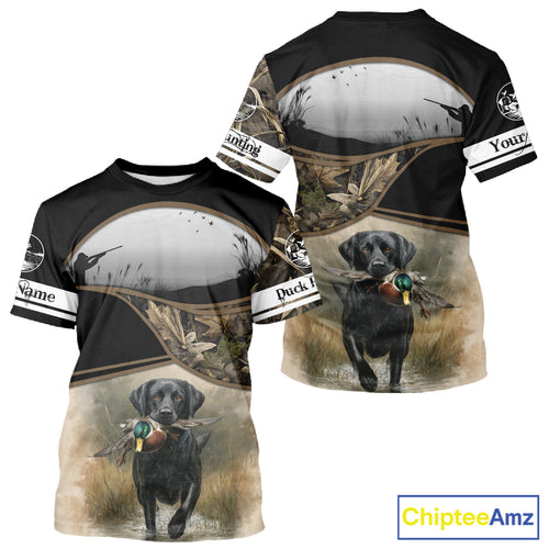 Duck Hunting Black Labrador Retriever Camouflage 3D Printed Shirts, Duck Hunting Camo Shirt NBT218
