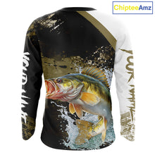 Load image into Gallery viewer, Green Camo Custom Walleye Fishing Shirts Long Sleeve, Walleye Fishing Jerseys NBT413