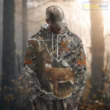 Load image into Gallery viewer, Custom Whitetail Deer Hunting Custom Name Camo Shirt, Deer Hunting Apparel, Camouflage Deer Shirts NBT118