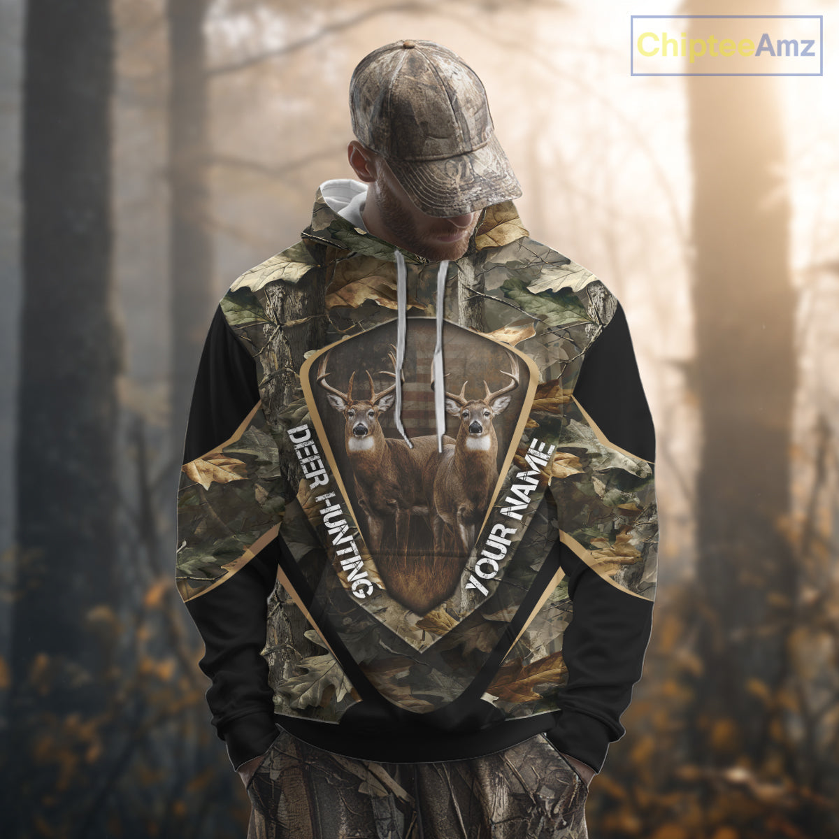 Whitetail Deer Hunting Shirt Custom Name Fall Season Camo, Deer Hunting Clothes For Men NBT325
