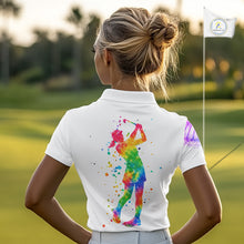 Load image into Gallery viewer, Custom Rainbow Color Golf Lover Women's Polo Shirt, It's in my DNA Shirt, Golf Gifts NBT483
