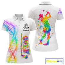 Load image into Gallery viewer, Custom Rainbow Color Golf Lover Women's Polo Shirt, It's in my DNA Shirt, Golf Gifts NBT483