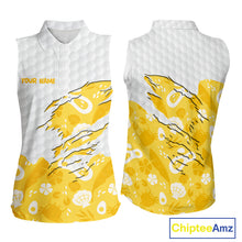 Load image into Gallery viewer, Custom Yellow Summer Pattern Womens Sleeveless Golf Polo Shirts Summer Golf Shirt For Vacation, Golf Team Shirt NBT732