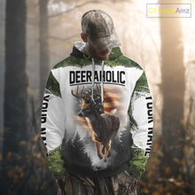 Load image into Gallery viewer, Green Camouflage Deer Hunting Shirts with American Flag – Custom Name, Gift for Hunters NBT37