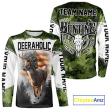 Load image into Gallery viewer, Green Camouflage Deer Hunting Shirts with American Flag – Custom Name, Gift for Hunters NBT37