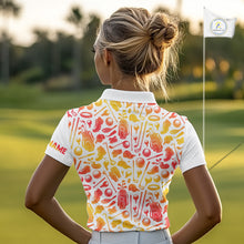 Load image into Gallery viewer, Funny Watermelon Banana Womens Golf Polo Shirts Custom Name Neon Print, Golf Shirt For Women NBT501