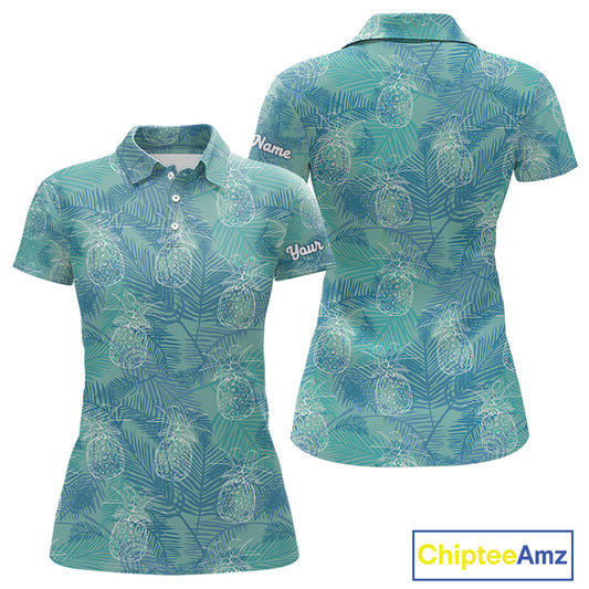 Funny Pineapple Tropical Palm Tree Womens Golf Polo Shirts Custom Golf Shirts For Women NBT511
