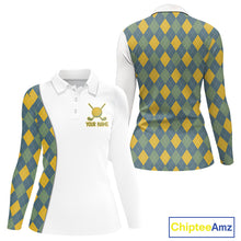 Load image into Gallery viewer, Golf Polo Shirts For Women Custom Argyle Plaid Pattern Golf Shirts, Gift For Golf Lovers NBT513
