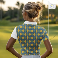 Load image into Gallery viewer, Golf Polo Shirts For Women Custom Argyle Plaid Pattern Golf Shirts, Gift For Golf Lovers NBT513