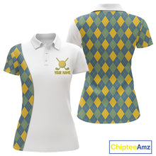 Load image into Gallery viewer, Golf Polo Shirts For Women Custom Argyle Plaid Pattern Golf Shirts, Gift For Golf Lovers NBT513