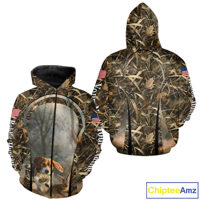 Custom Beagle Dog Rabbit Hunting US Flag Camo Shirts, Rabbit Hunting Gifts for Men NBT234
