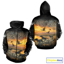 Load image into Gallery viewer, Duck Hunting Mallard Duck with Black Labrador Retriever Dog Custom Name Shirts, Hunting Gifts NBT146