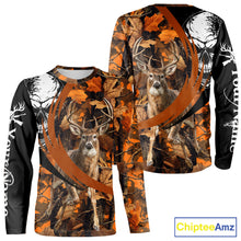 Load image into Gallery viewer, Deer Hunting Orange Camouflage Skull 3D Custom Name Shirts, Camouflage Deer Hunting Gifts NBT238