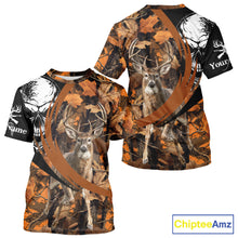 Load image into Gallery viewer, Deer Hunting Orange Camouflage Skull 3D Custom Name Shirts, Camouflage Deer Hunting Gifts NBT238