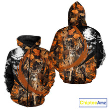Load image into Gallery viewer, Deer Hunting Orange Camouflage Skull 3D Custom Name Shirts, Camouflage Deer Hunting Gifts NBT238