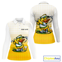Load image into Gallery viewer, Funny Duck Golf Polo Shirt For Women, Cute Duck With Beer Print Shirt, Sporty Animal Golf Gift NBT516