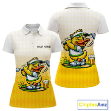 Load image into Gallery viewer, Funny Duck Golf Polo Shirt For Women, Cute Duck With Beer Print Shirt, Sporty Animal Golf Gift NBT516