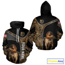 Load image into Gallery viewer, Duck Hunting with German Wirehaired Pointer Dog Camo Custom Name Shirts, Duck Hunting Shirts for Hunter NBT157