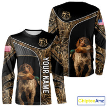 Load image into Gallery viewer, Duck Hunting with German Wirehaired Pointer Dog Camo Custom Name Shirts, Duck Hunting Shirts for Hunter NBT157