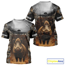Load image into Gallery viewer, Boar Hunting Shirt Brown Camouflage Hoodie, Long Sleeve Custom Name For Men NBT247