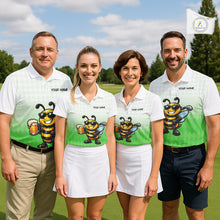 Load image into Gallery viewer, Funny Bee Golf Polo Shirt For Men, Cute Bee With Beer Print Shirt, Sporty Animal Golf Gift|Green NBT665