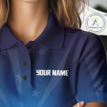 Load image into Gallery viewer, Blue polo shirt with 'YOUR NAME' text and breathable fabric